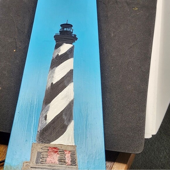 Hand Crafted Cape Hatteras Lighthouse Painting Art Picture Ocean Landscape - Picture 6 of 14